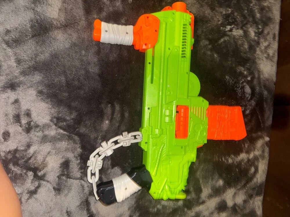 Nerf RevReaper Blaster Green Orange Toy Dart Gun with Clip